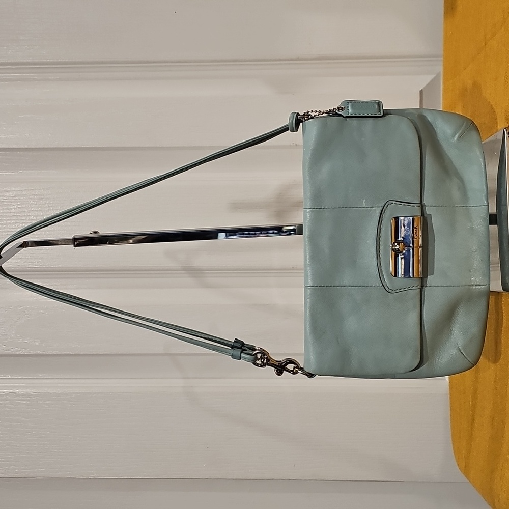 Coach Kristin Small Crossbody Bag Clutch Teal blue/green Leather